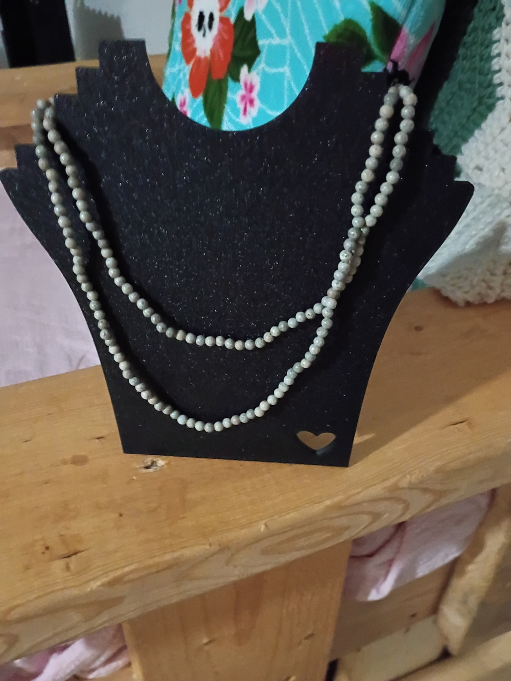 Delicate Light Gray Beaded Double-Strand Necklace